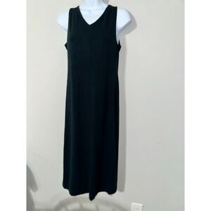 PETIT BATEAU WOMENS BLACK V NECK COTTON DRESS EUC SIZE 16A/S (US S)